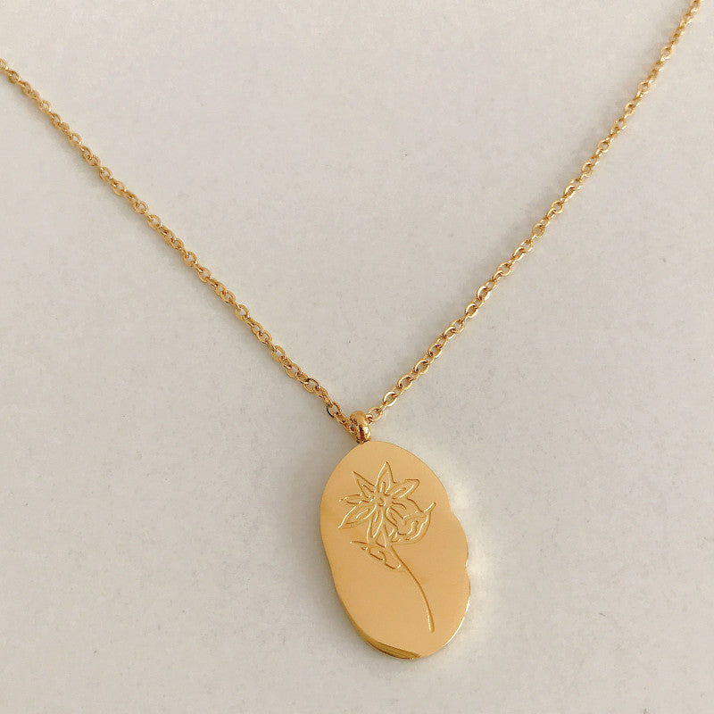 Wholesale 18k Gold Plated Stainless Steel December Birth Flower Necklace