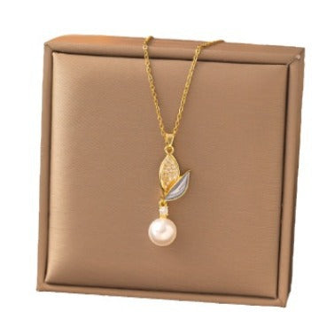 Wholesale Titanium Steel Necklace Zircon Flower Necklace ACC-NE-XuHao002