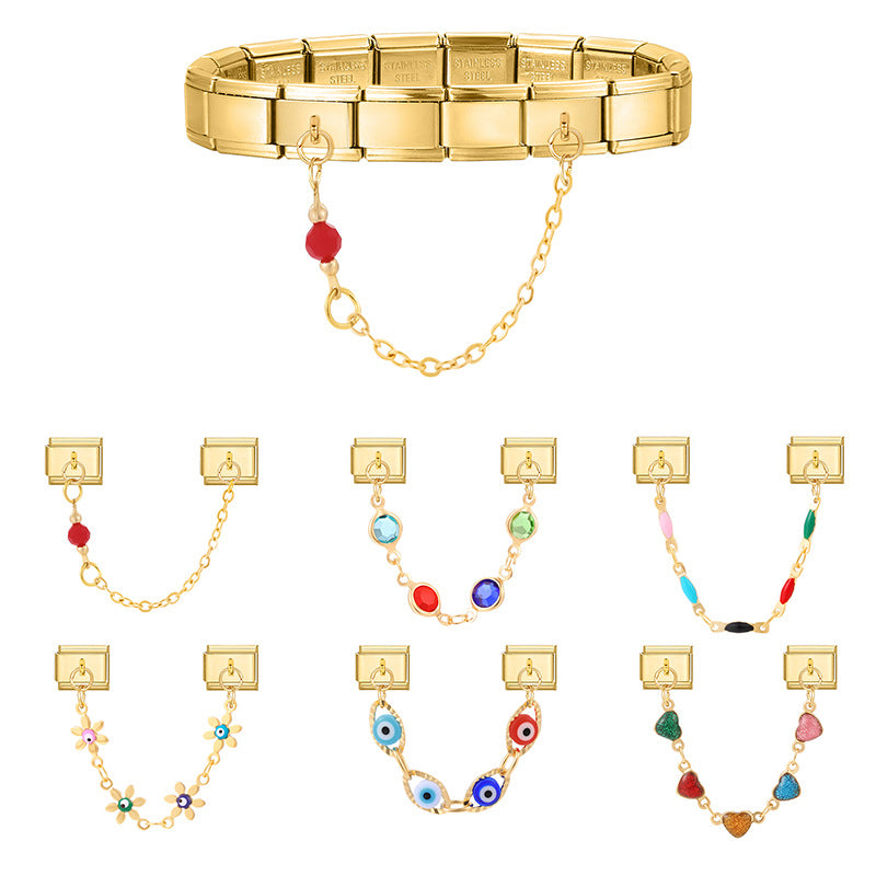 Wholesale 9mm Italian Charm Starter Bracelets DIY Double Hanger Stainless Steel Composable Bracelet