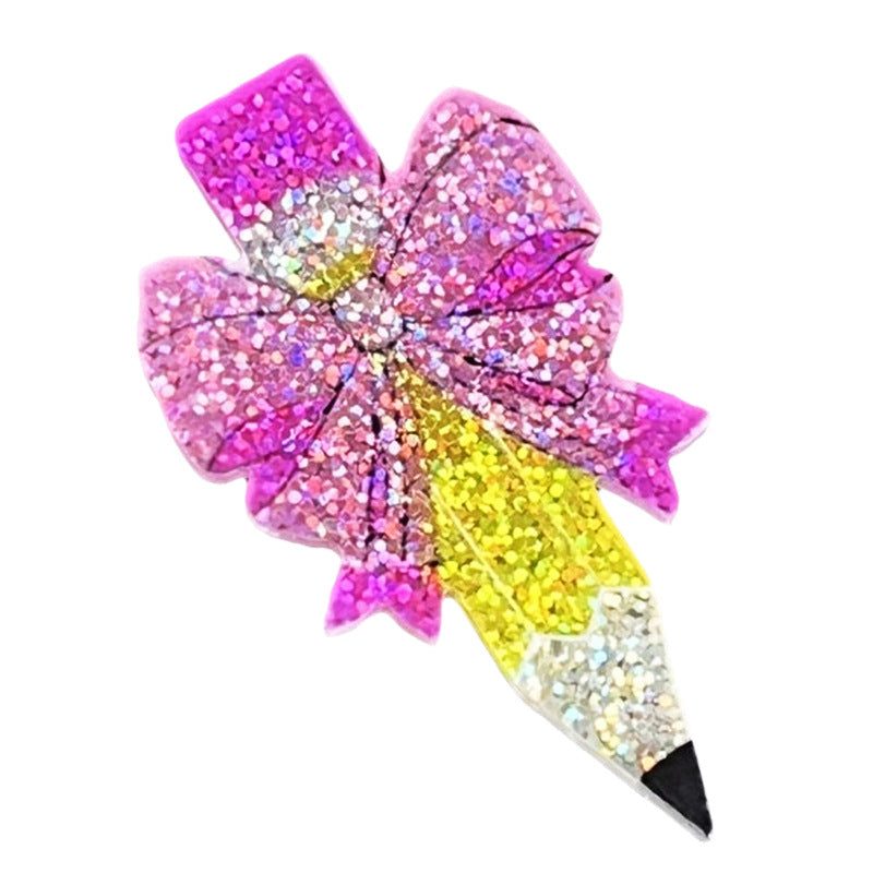 Wholesale  back to school season to encourage children bow pencil sparkling brooch
