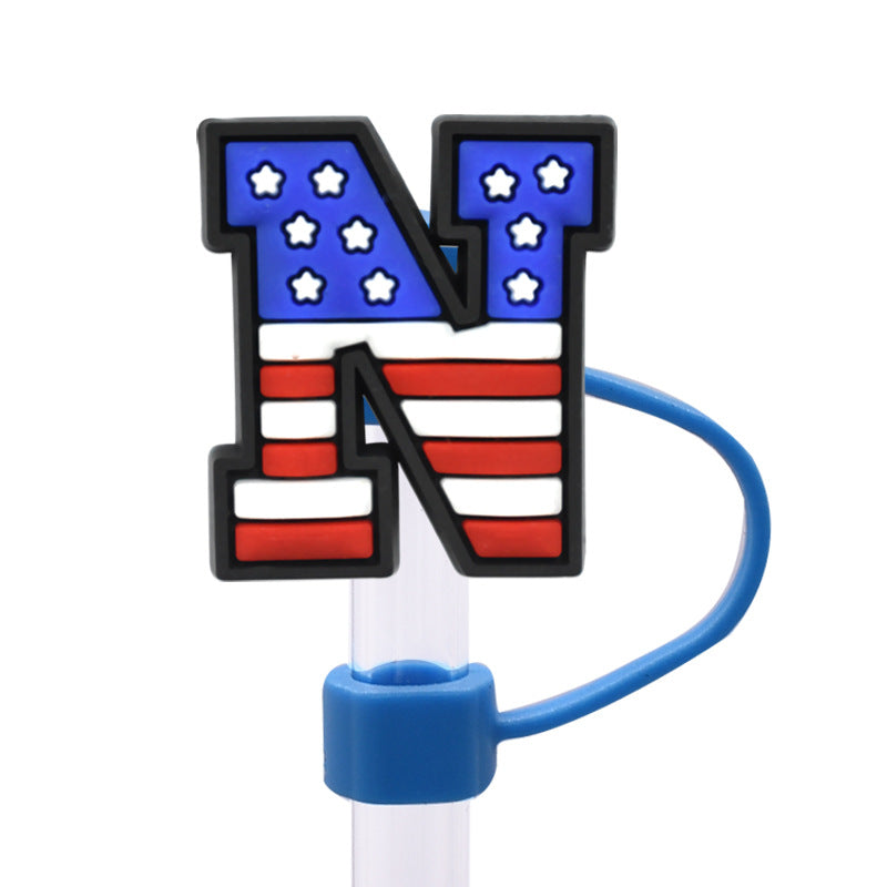 Wholesale Random 100pcs dustproof straw cap letter Straw Cover Straw Tube Cap