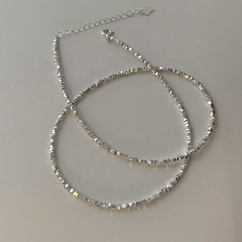 Wholesale fine glitter geometric silver pearl necklace