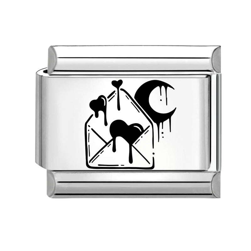 Wholesale 9mm Italian Charm Starter Bracelets DIY Black and white  Creative Stainless Steel Composable Bracelet