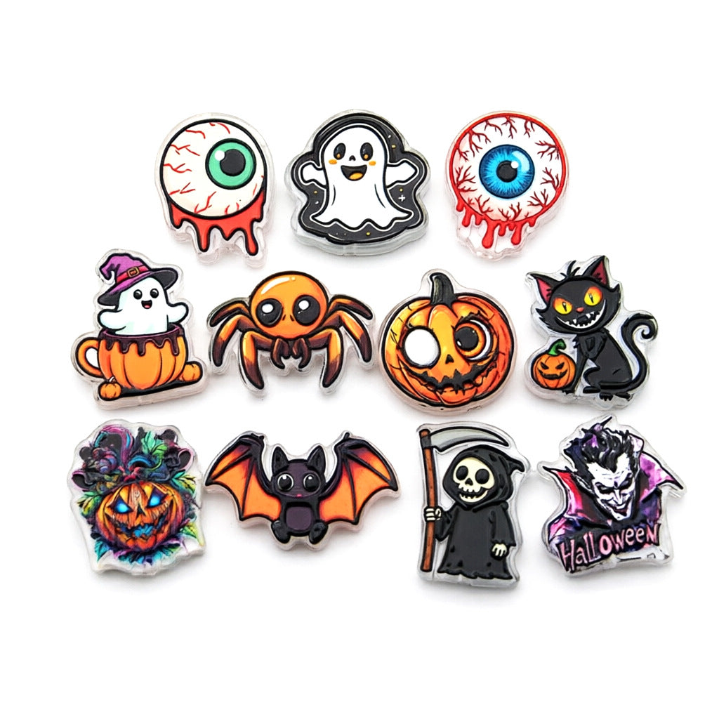 Wholesale  Acrylic Bead Charms Cartoon Pumpkin Ghost  Designs For DIY Jewelry Making And Phone Strap Fashion Gift Accessory