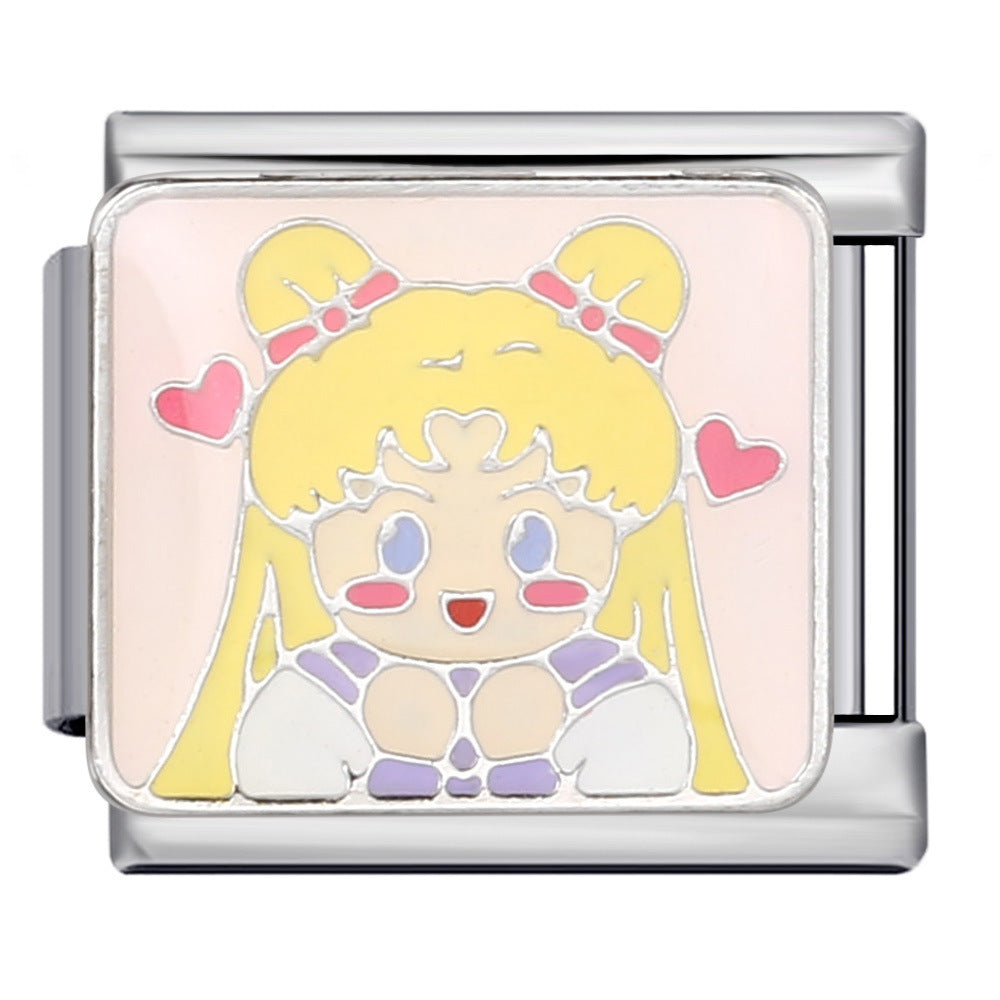 Wholesale Italian Charm Bracelet 9mm DIY Splicing Removable Color English Stainless Steel Composable Bracelet