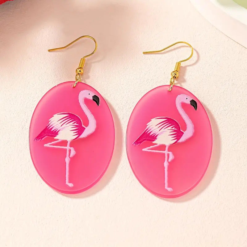 Wholesale  Acrylic Earrings Flamingo Pendant Earrings