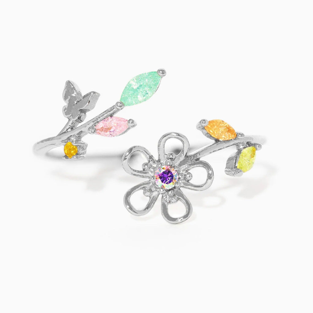 Wholesale  Zircon Moon Star Butterfly Heart-Shaped Opening Adjustable Ring