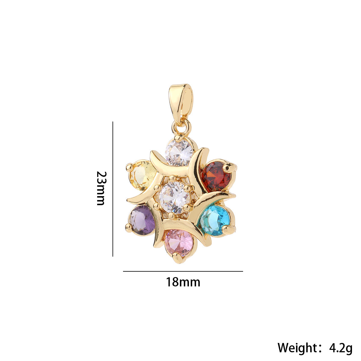 Wholesale Gold Plated Brass Zircon Pendant Snowflake Necklace Charm Elegant Round DIY Jewelry Accessory For Women Casual Boutique Resale