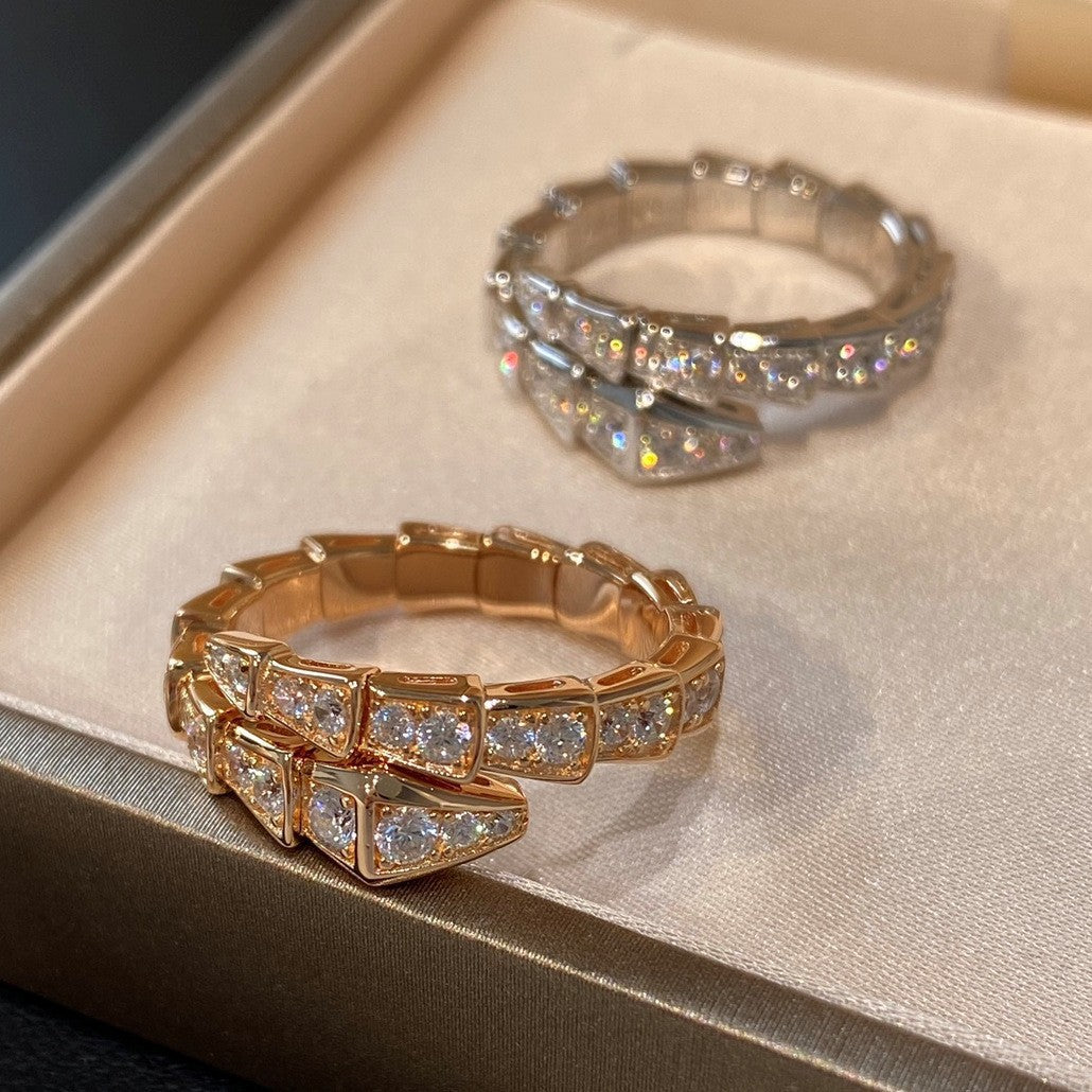 Wholesale Snake Bone Design Open Ring Gold Plated Copper with Crystal Accents Fashion Jewelry Gift