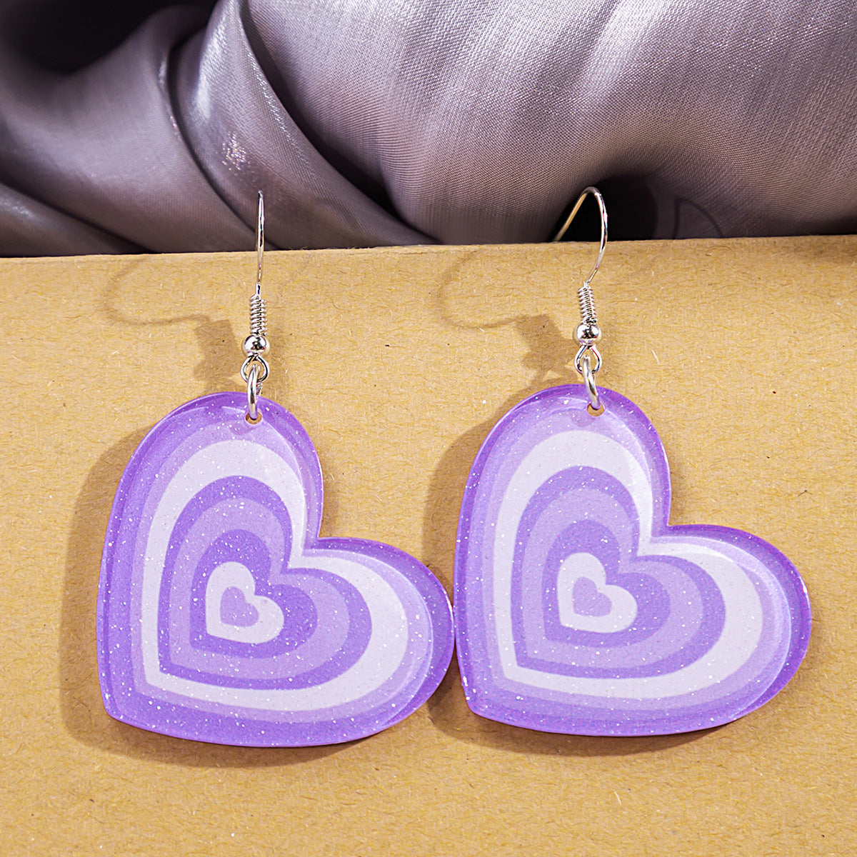 Wholesale Candy Color Heart Acrylic Earrings ACC-ES-ZhuiWo003