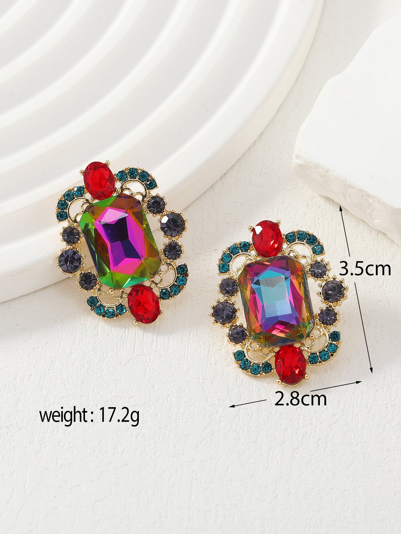 Wholesale Gemstone Series Geometric Square Drop Crystal Earrings ACC-ES-Qunq002
