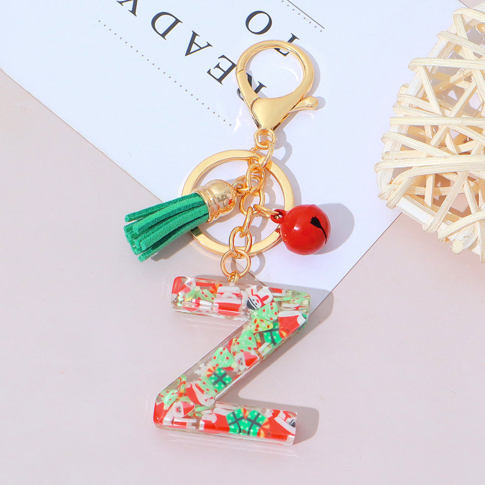 Wholesale Resin English Letter Keychain with Tassel Festive Holiday Party Bag Charm