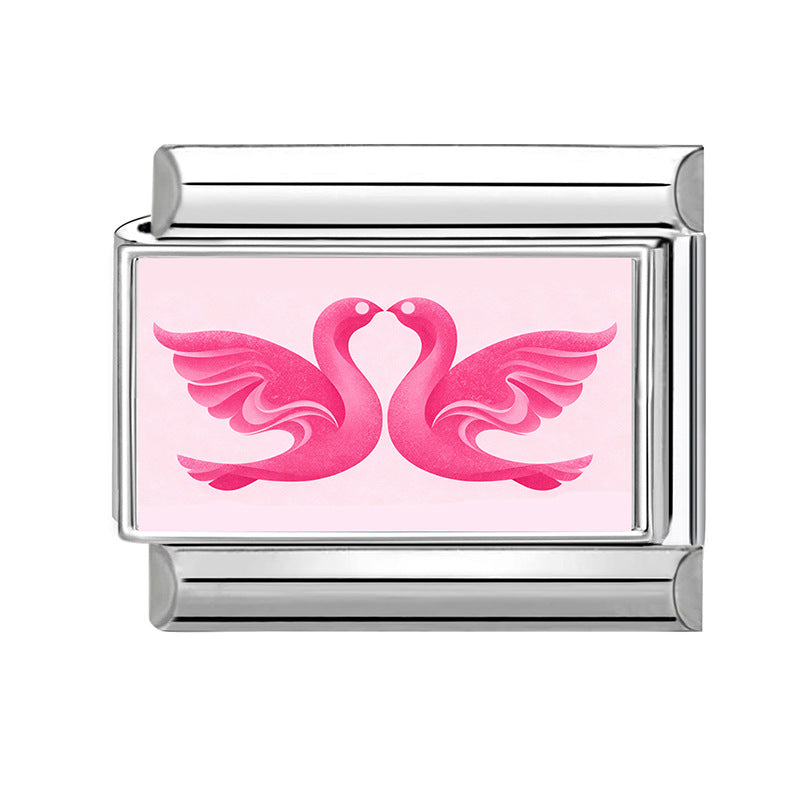 Wholesale Pink series flower  DIY  Single Section Creative Stainless Steel Composable Bracelet