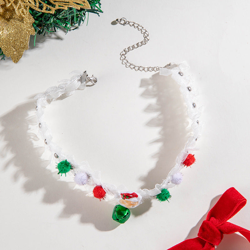 Wholesale Christmas Lace Color Fur Ball Collar Necklace