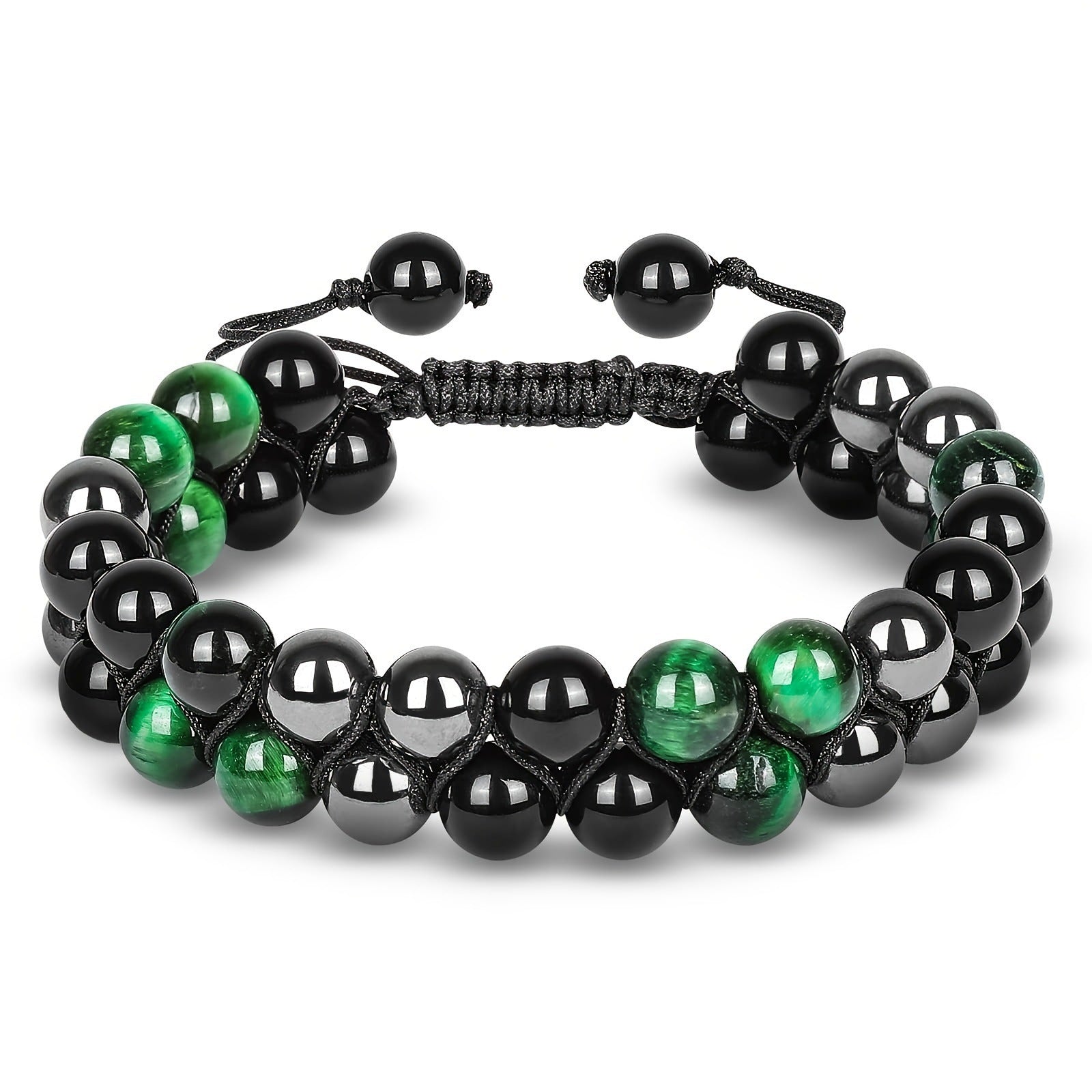 Wholesale Natural Tiger Eye &  Hematite Double Row Bracelet,  Handmade Unisex Everyday Gift Jewelry
