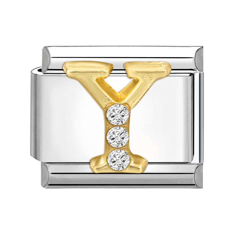 Wholesale 9mm Italian Charm Starter Bracelets DIY Letter Series Stainless Steel Composable Bracelet