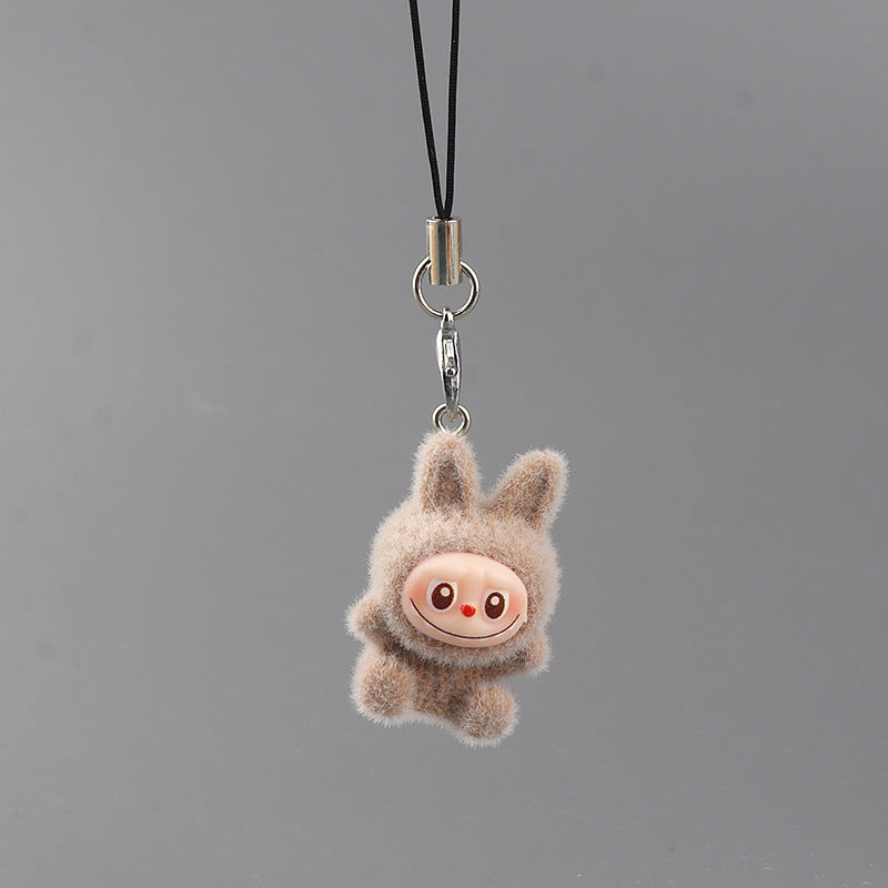 Wholesale 10pcs Flocking Cute Cartoon Keychain Mobile Phone Charms