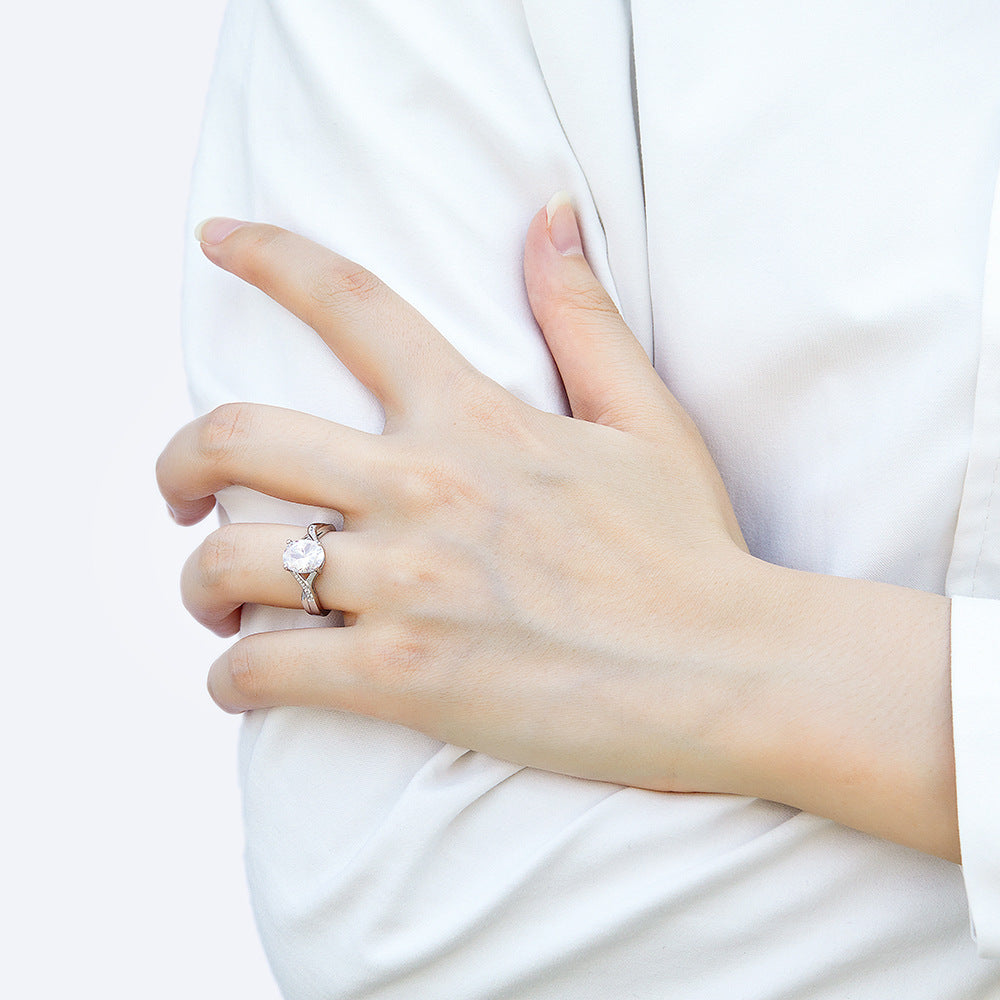 Wholesale 925 sterling silver ring  2 Karat zircon diamond ring