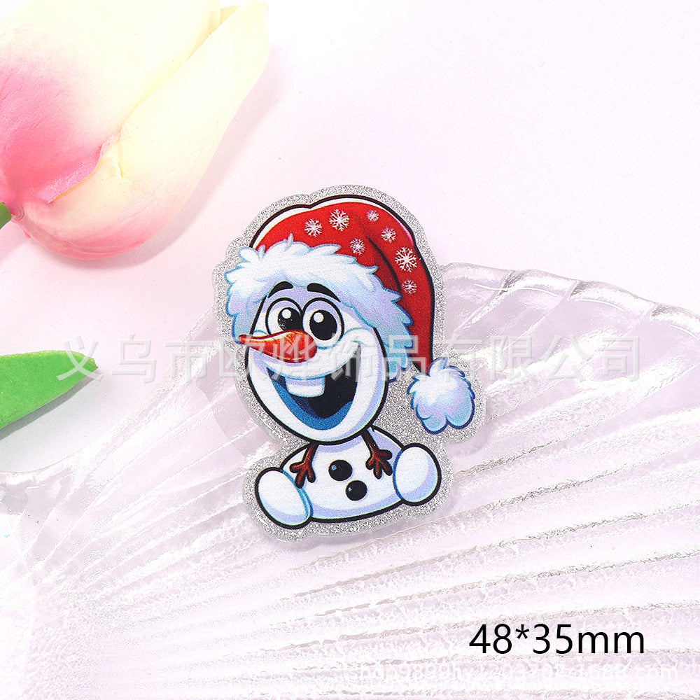 Wholesale 10pcs DIY Flatback Cartoon Christmas Acrylic Flatback Badge Reels Retractable Keychain DIY Accessories