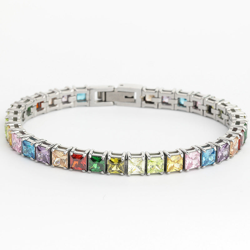 Wholesale  Titanium Steel Colorful Zircon Bracelet