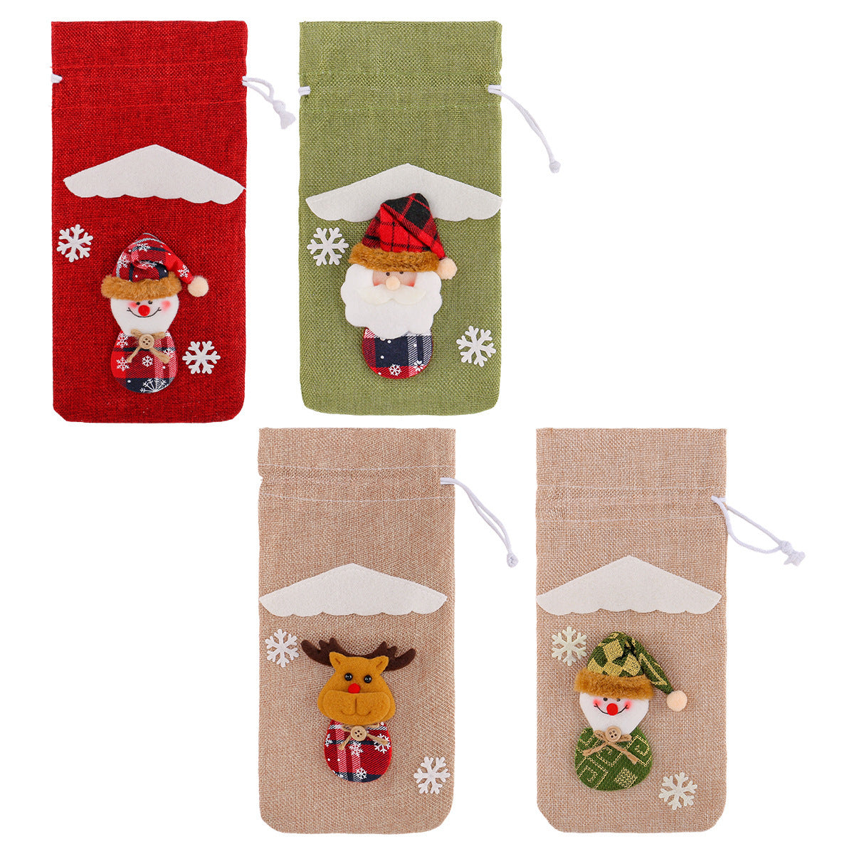 Wholesale Christmas linen old man figurine wine bottle decoration