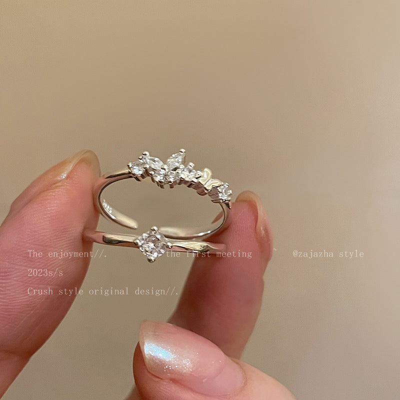 Wholesale Modern Butterfly Zircon Open Ring For Women Copper Electroplated Jewelry Accessory For Boutique Resale