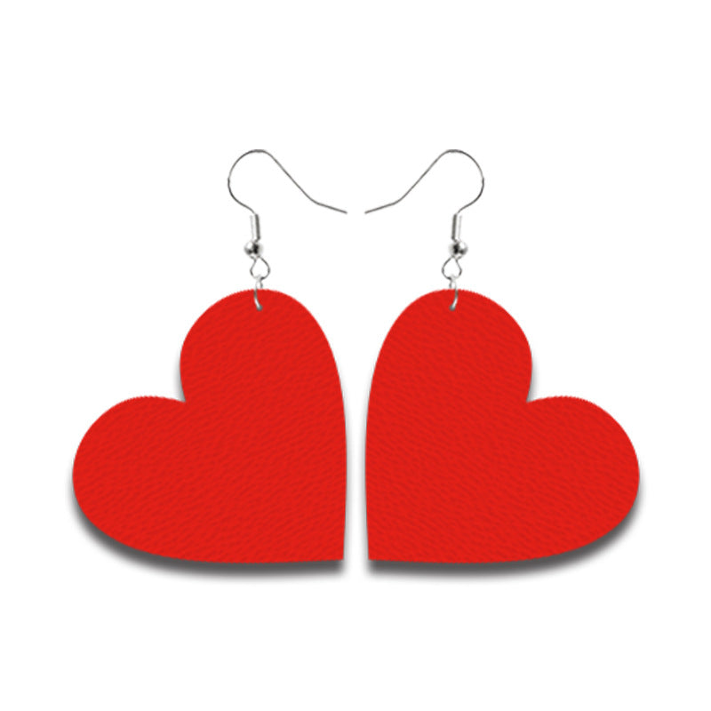 Wholesale Heart Shaped Leather Drop Earrings With Plaid Tie Dye Leopard Print Fashion Accessory Gift For Boutique Resale