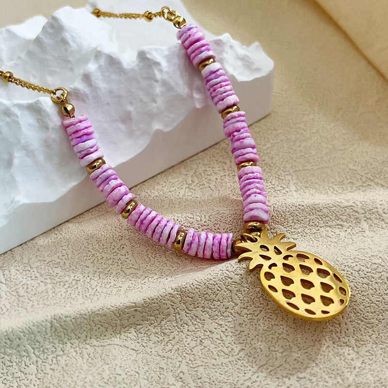 Wholesale Bohemian retro natural white shell niche design necklace