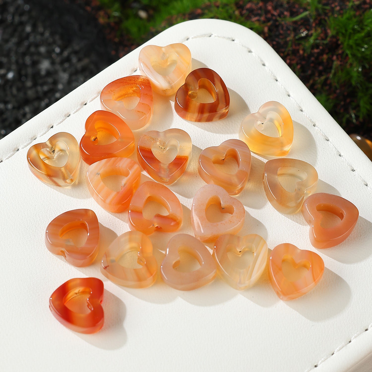 Wholesale 10mm Natural Crystal Agate Stone Hollow Heart Necklace  Pendant