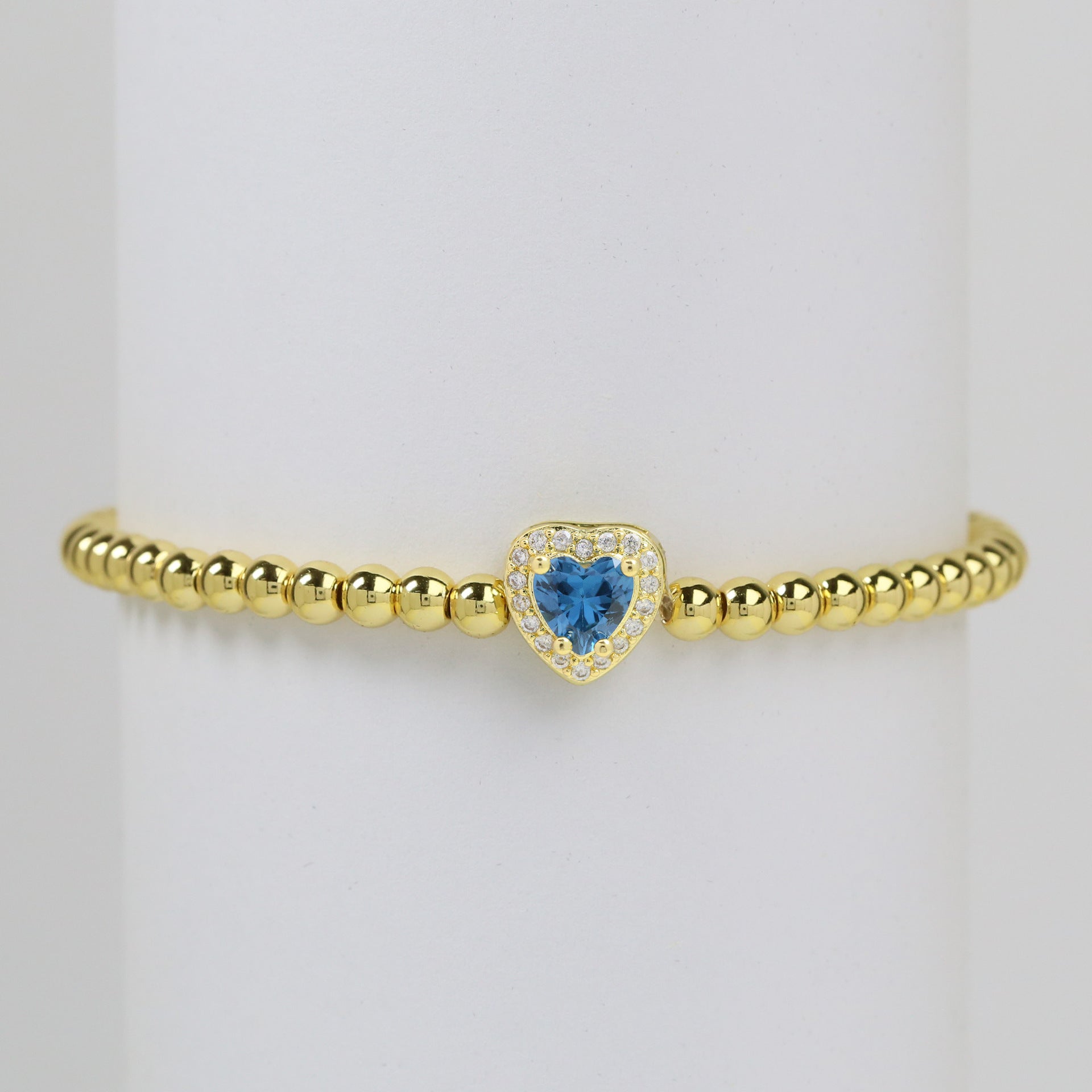 Wholesale  18k gold twelve birthstone December stone color love copper beads bracelet