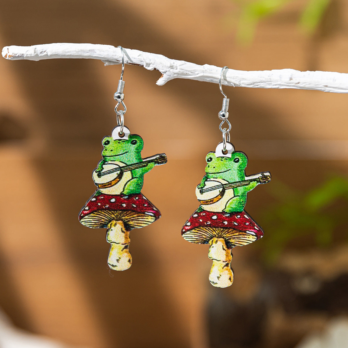 Wholesale Easter Bunny Moon Wooden Earrings