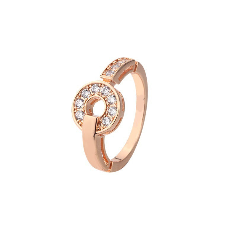 Wholesale Rose gold ring with diamond and copper coin ring