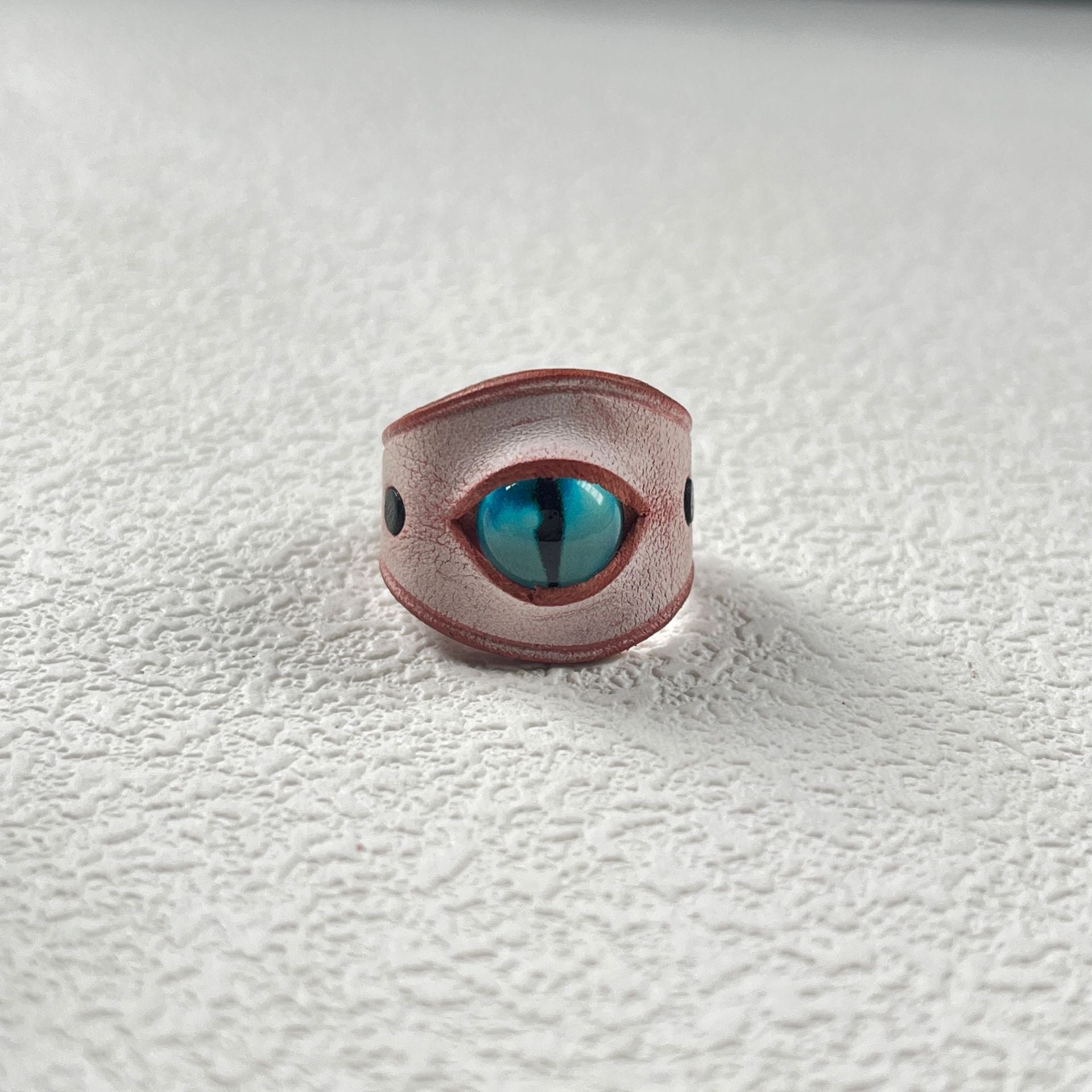Wholesale  handmade ring cowhide retro personalized  Blue Devil eye dark ring