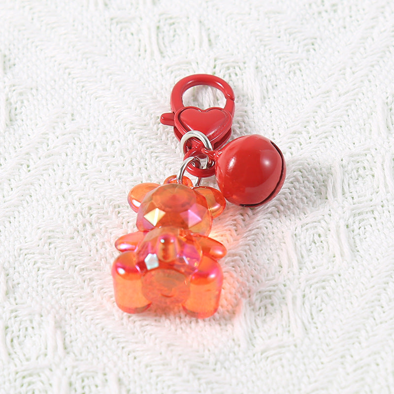 Wholesale Acrylic Teddy Bear Keychains, Bell Pendants ACC-KC-HuiMei011