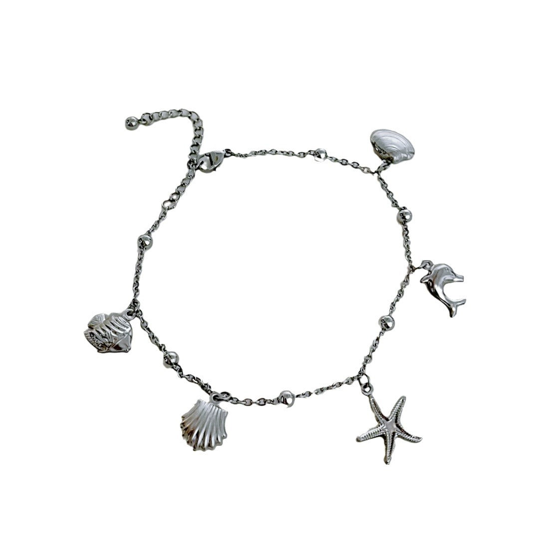 Wholesale Stainless Steel Starfish Shell Dolphin Pendant  Anklet