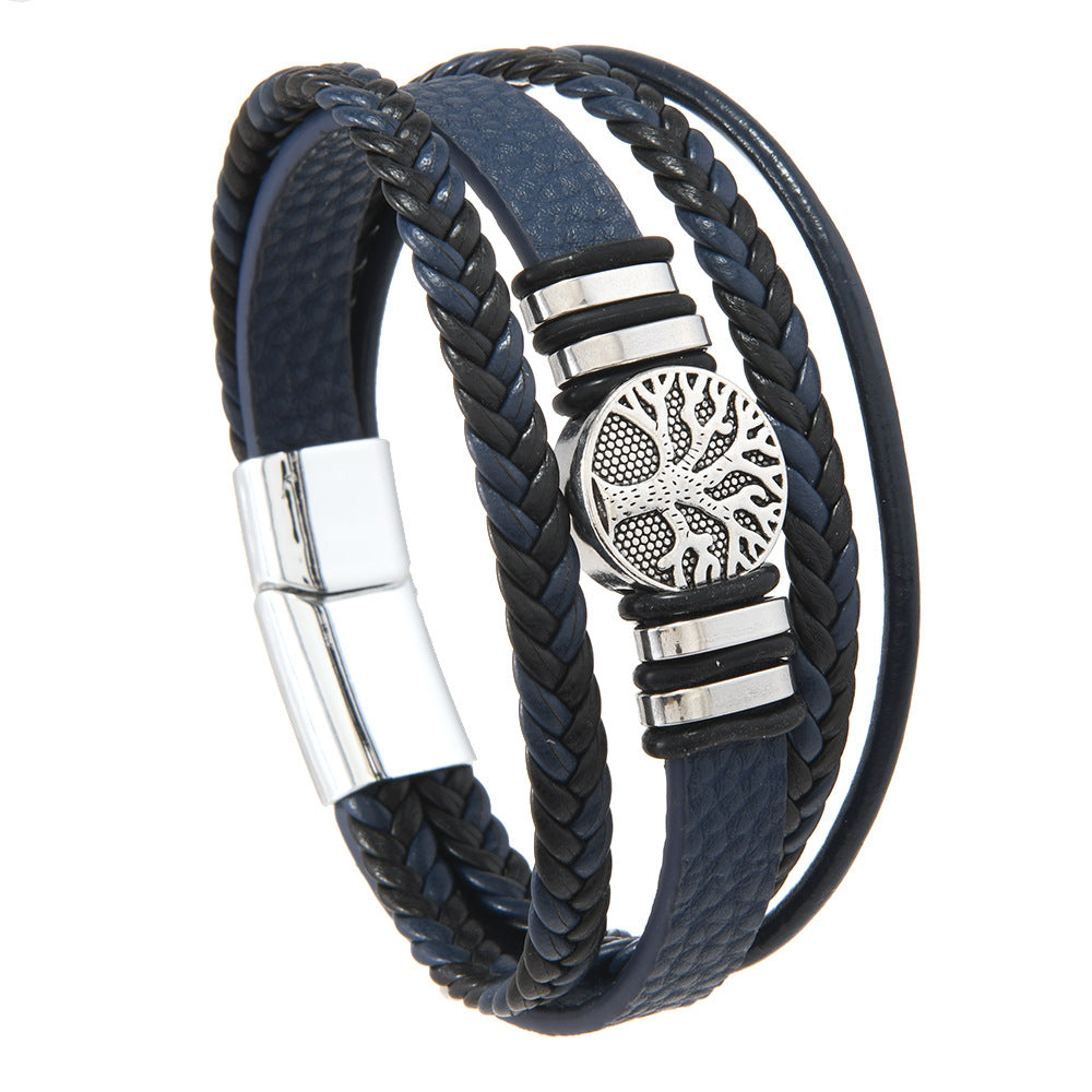 Wholesale Multi-layer PU Leather Bracelet Life Tree Bracelet