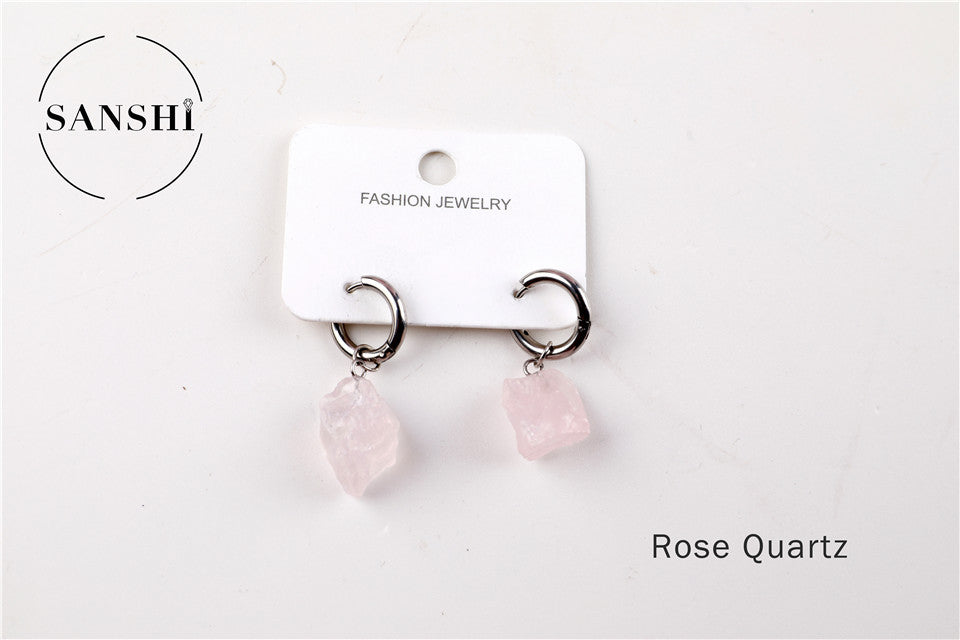 Wholesale Natural Stone Crystal Stainless Steel Earrings