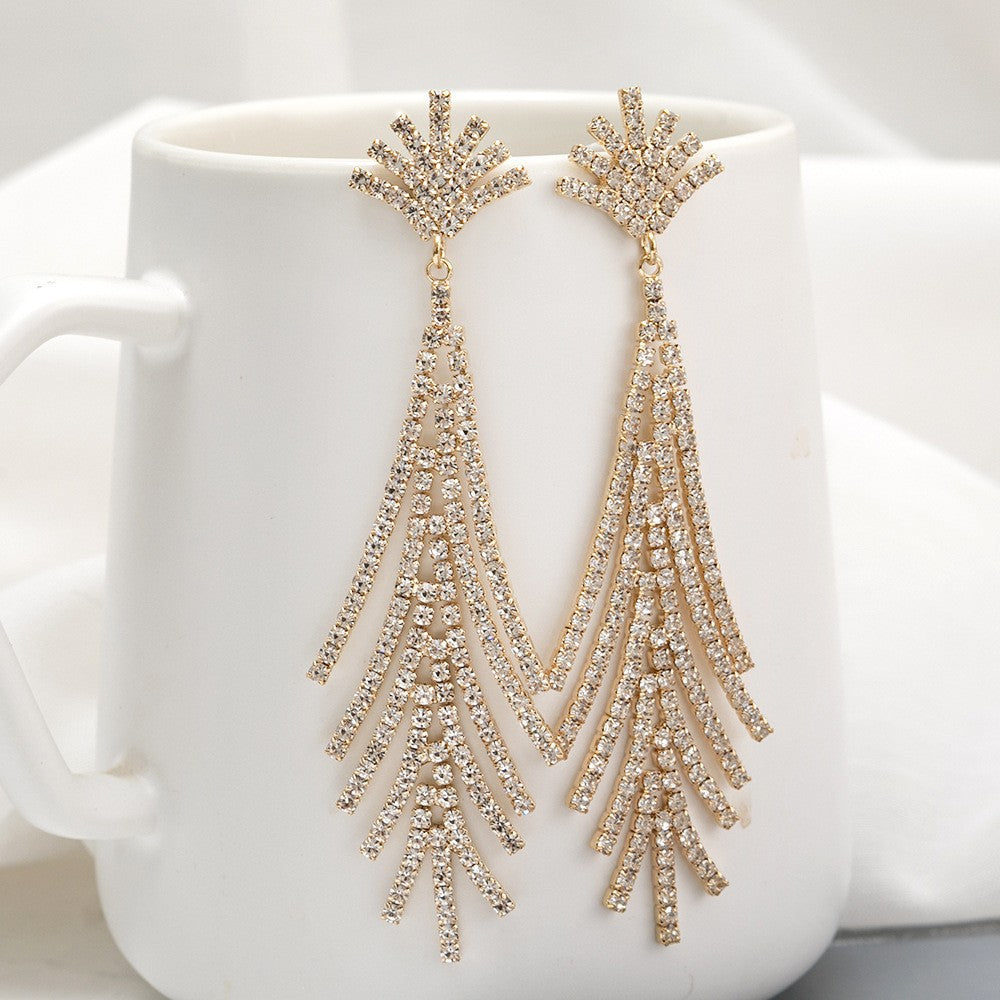 Wholesale Seahorse Shaped Star Rhinestone Tassel Earrings