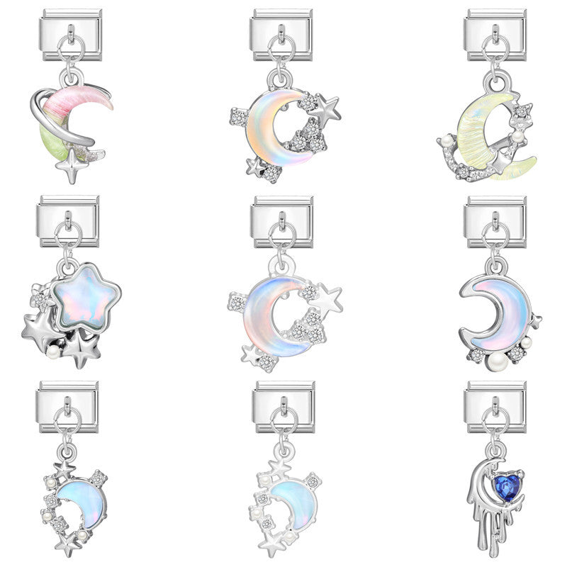 Wholesale 9mm Italian Charm Starter Bracelets DIY square Single Section Creative Stainless Steel Composable Bracelet