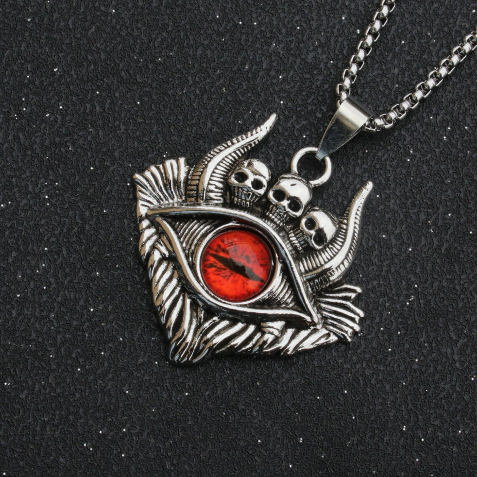 Wholesale Vintage Punk Spaceship Blue Eyes Stainless Steel Pendant Necklaces ACC-NE-XuanChao001