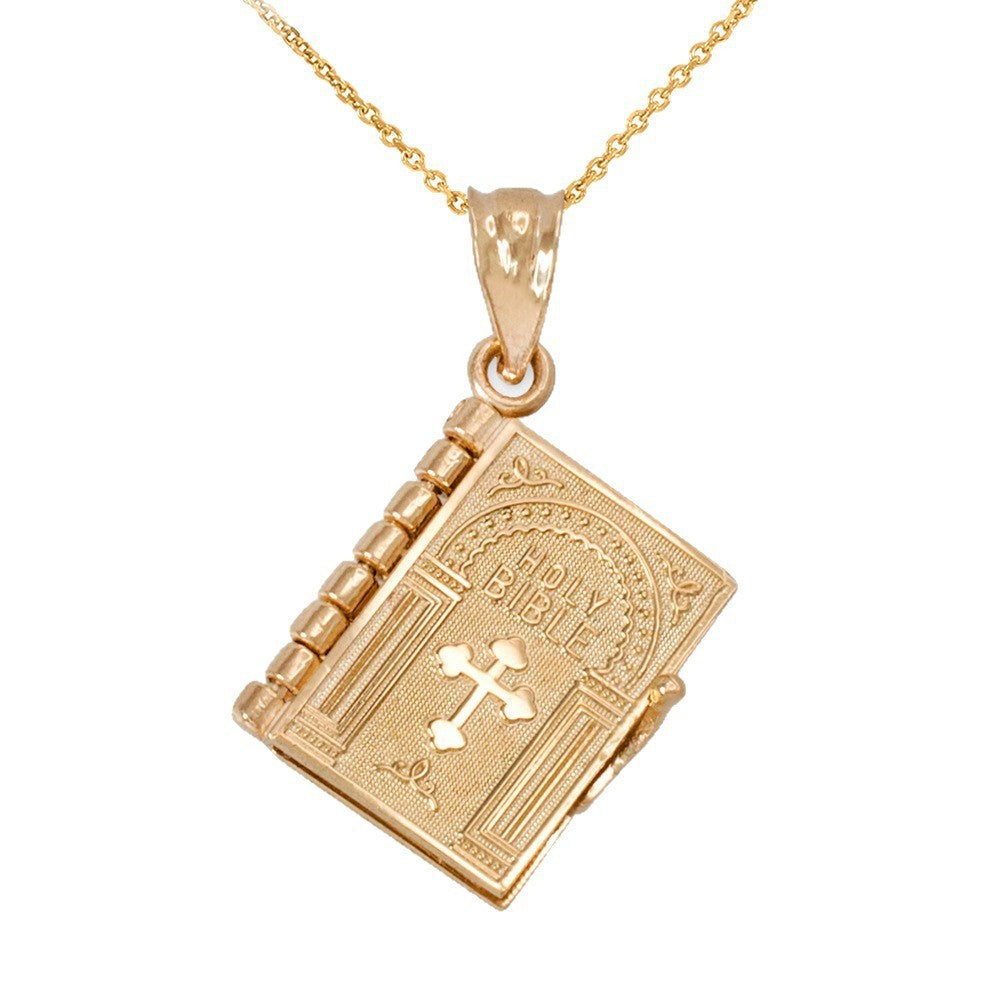 Wholesale Open Bible Book Bible Religious Cross Necklace