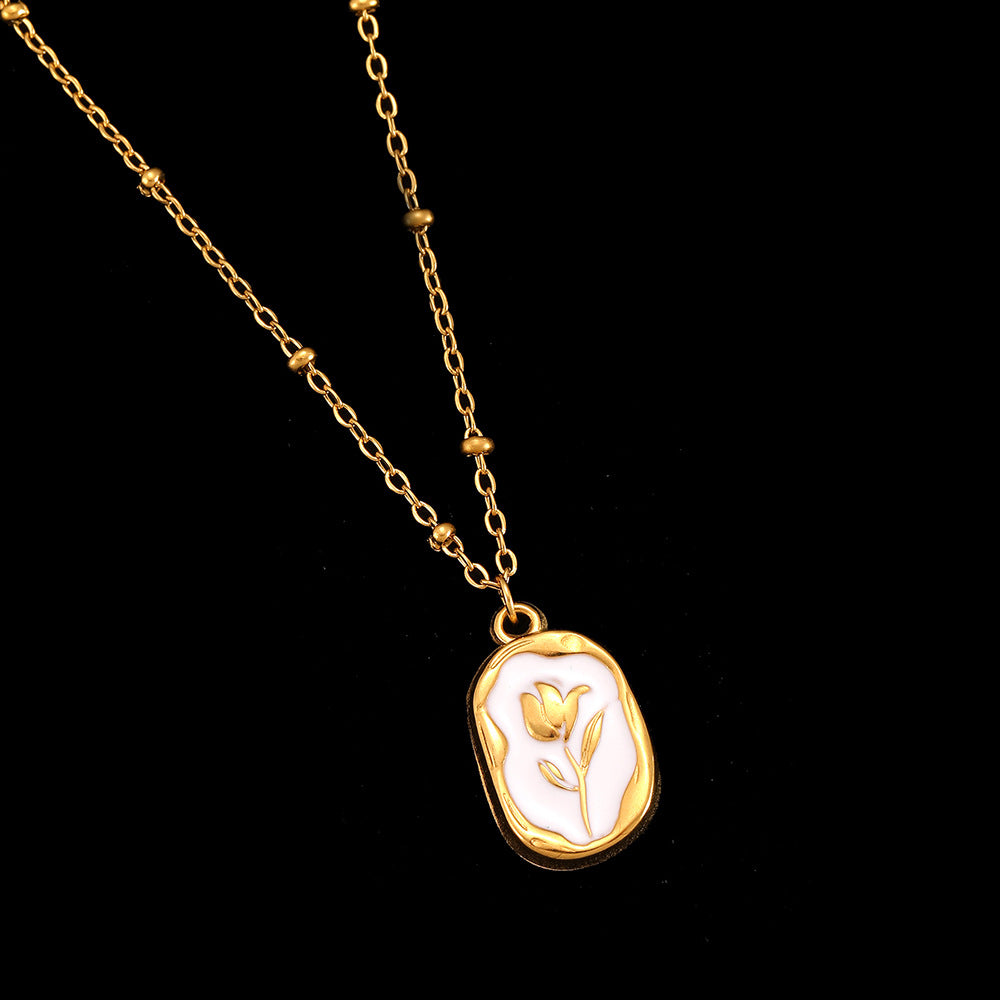 Wholesale Stainless steel rose pendant necklace