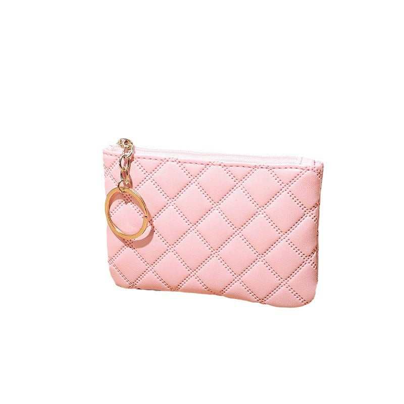 Wholesale Embossed PU Leather Coin Purse Small Wallet For Women Solid Color Card Holder And Key Pouch