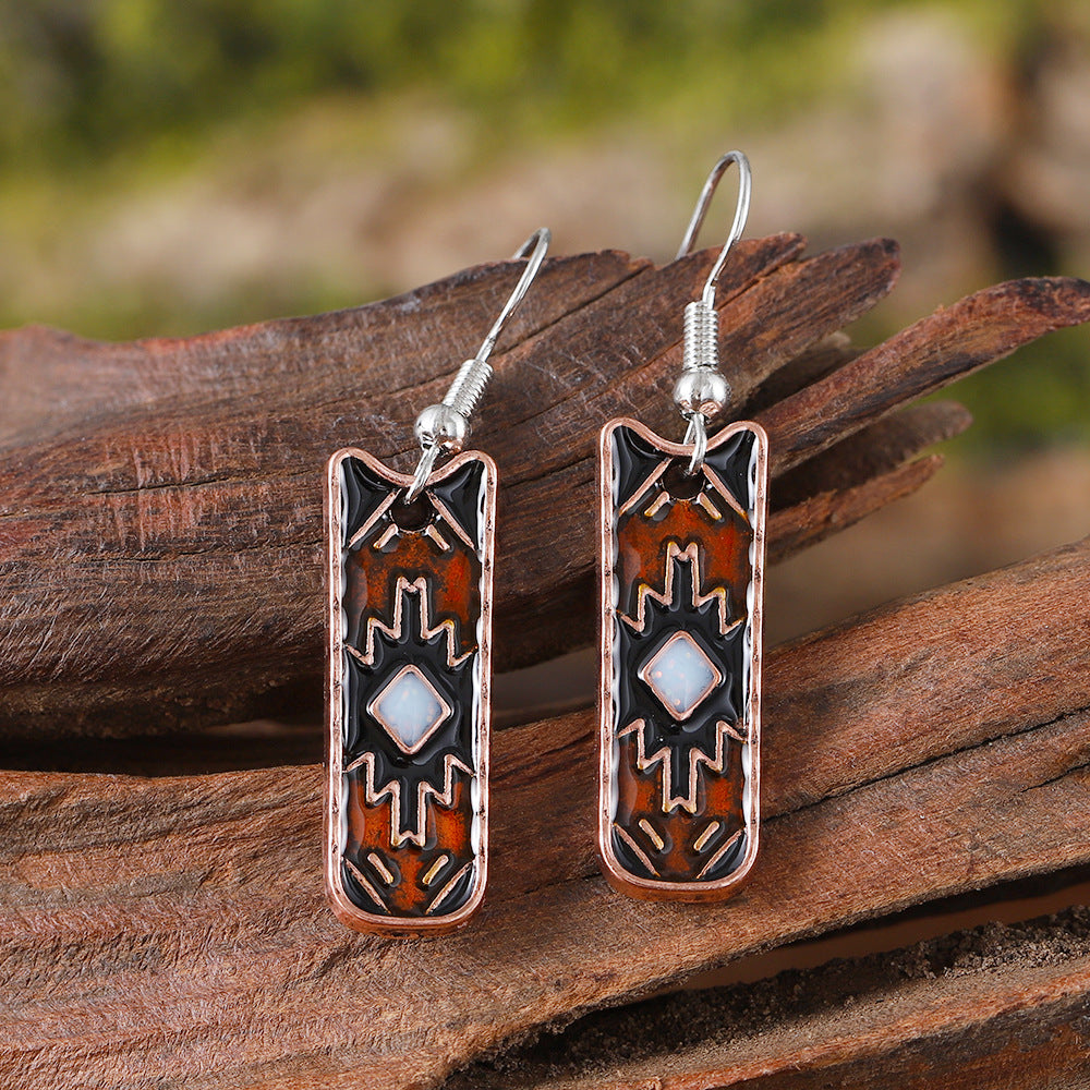 Wholesale  Retro Ethnic Irregular Pattern Earrings