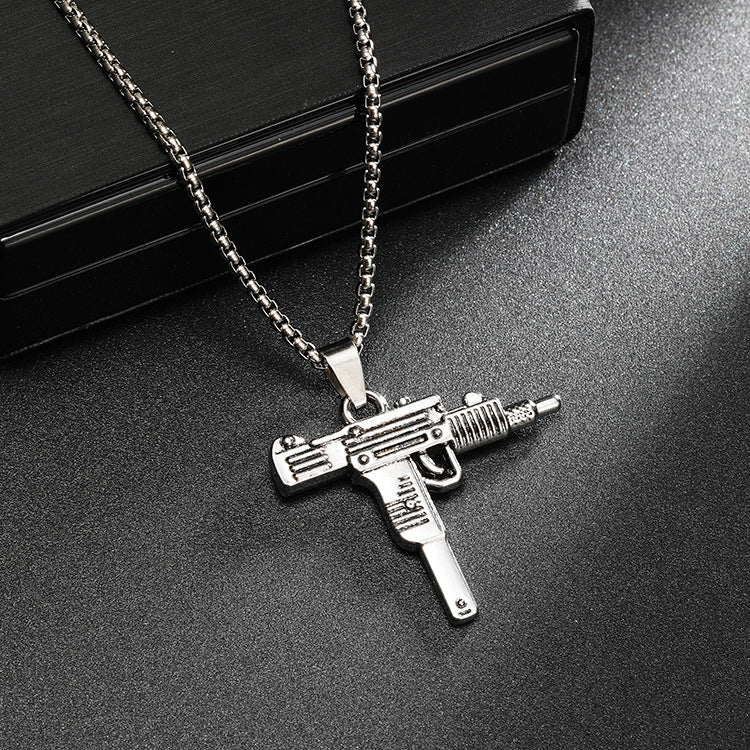 Wholesale Titanium Steel  Light Luxury Niche Unique Submachine Gun Pendant Necklaces