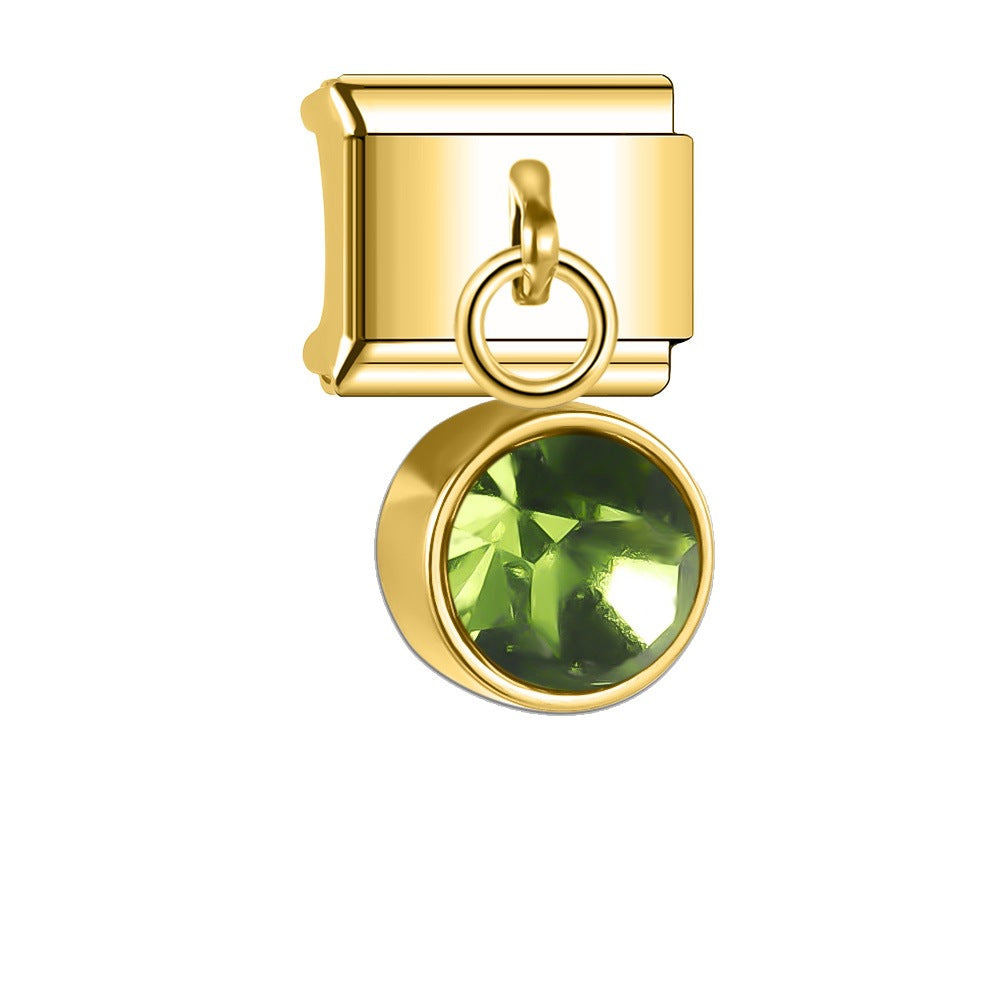 Wholesale Italian Charm Bracelet 9mm DIY Splicing Gemstone Pendants Stainless Steel Composable Bracelet