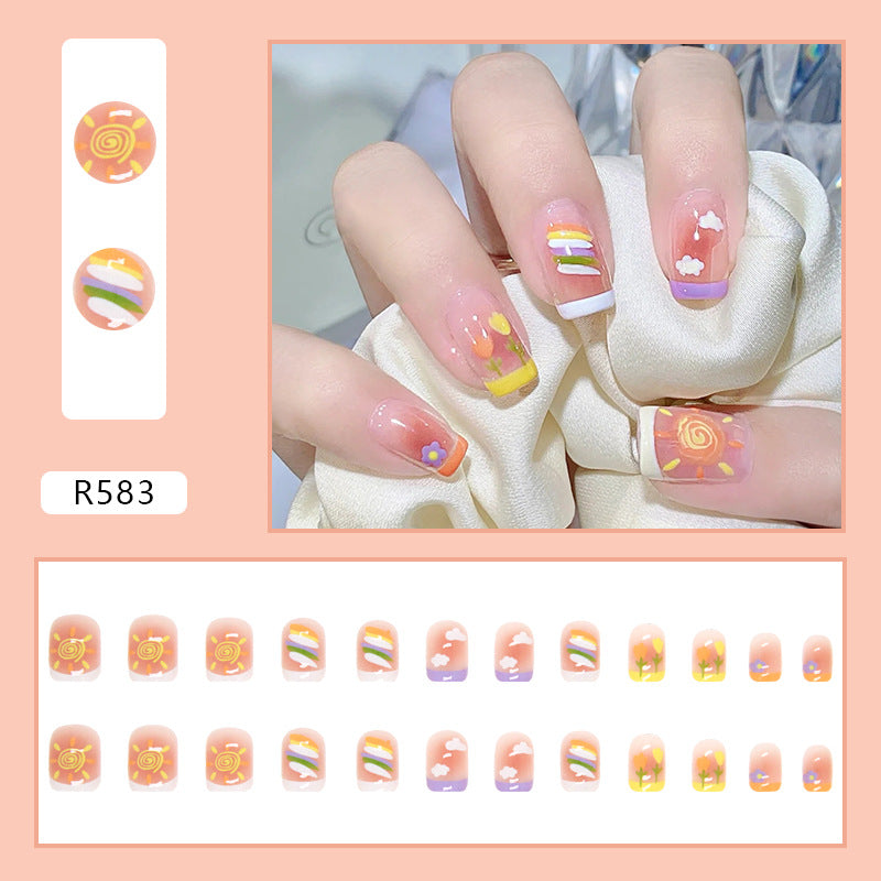 Wholesale 24 Pieces/box Candy Gradient Nails Kits Nail Stickers