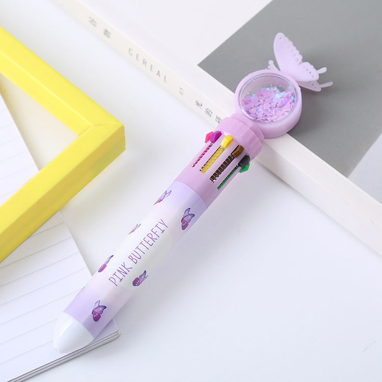 Wholesale Sequin Butterfly ten-color ballpoint pen ballpoint pen