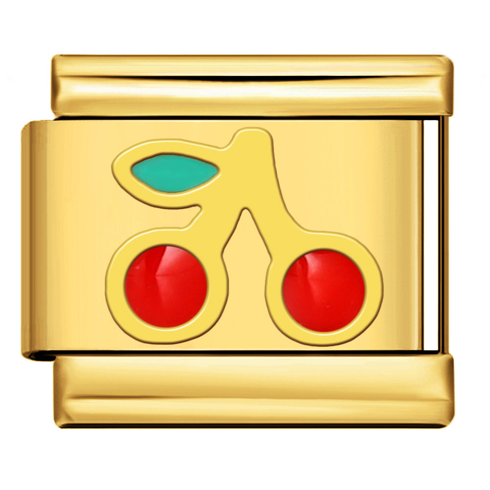 Wholesale   Italian Charm Bracelet 9mm DIY gold-plated oil-spliced Creative Stainless Steel Composable Bracelet