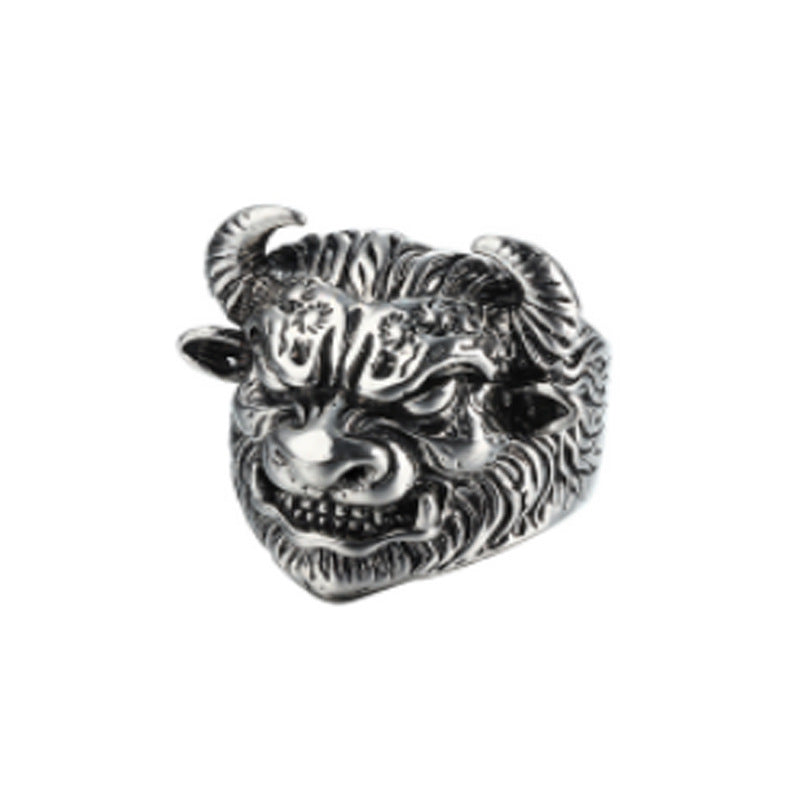 Wholesale 5pcs Men's Lion Head Skull Wolf Head Leopard  Buddha Face Ring